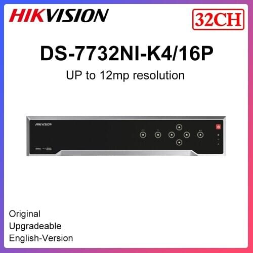 Original Hikvision nvr 32ch 16ch PoE DS-7732NI-K4/16P 1.5U 4K Supports decoding H.265+/H.265/H.264+/H.264 video formats