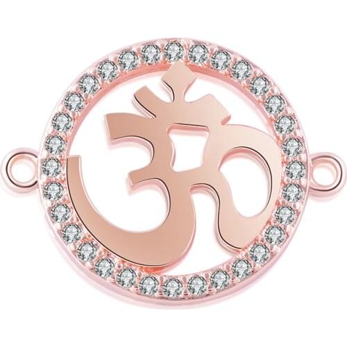 High Quality Copper Metal Zirconia Rhinestone Classic AUM OM Connectors Pendants For DIY Jewelry Making Accessory Indian jewelry