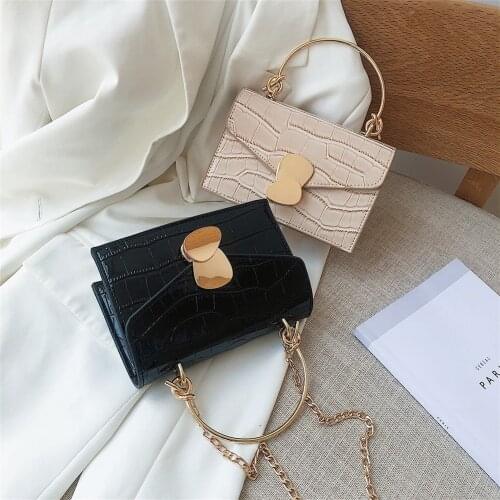 Stone Pattern Chain PU Leather Crossbody Bags For Women 2021 Mini Shoulder Bag With Metal Handle Lady Travel Handbags Totes