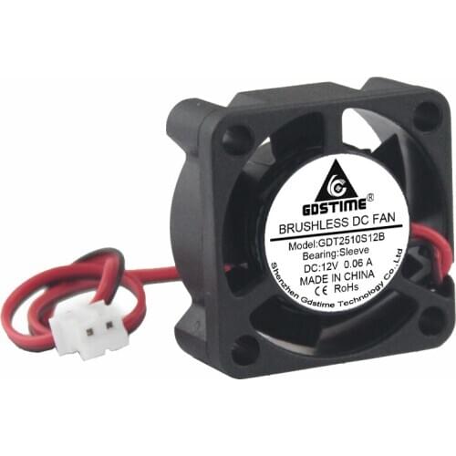 1pcs Gdstime Mini 2510 25mm 25x25x10mm 2cm DC 12V 2Pin Brushless Case Cooler Cooling Fan