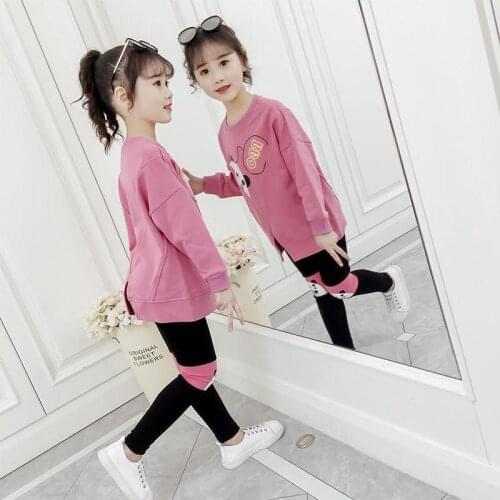 Girls Suits Sweatshirts + Pants 2pcs Kids Cotton 2021 Fashion Spring Autumn High Quality Formal Sport Teenagers Children Sets Ou