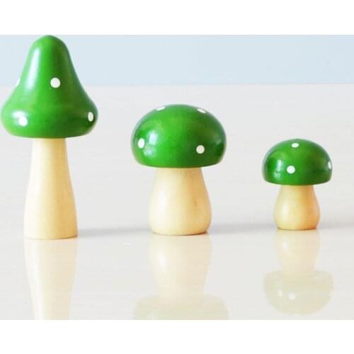 3 PCS Mushrooms Terrarium Figurines Fairy Garden Miniatures Party Garden Mushroom Garden Ornament Wooden Crafts Decorations