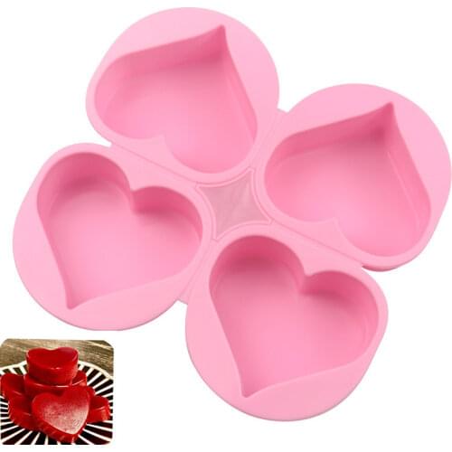 3D Peach Love Heart Shape Silicone Molds Fondant Cake Decorating Tools DIY Sponge Chiffon Candy Mousse Dessert Baking Moulds
