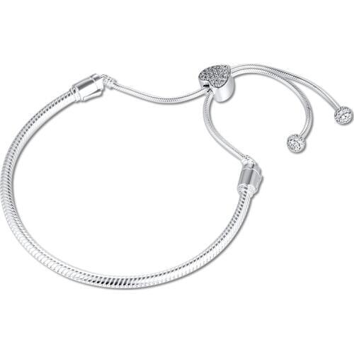 CKK Bracelet Pave Heart Clasp Bracelets for Women Pulseira Feminina Masculina Pulseras Mujer Silver 925 Sterling jewelry