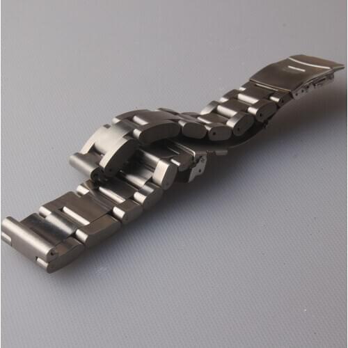 Solid links Watchbands 22mm 24mm 26mm Silver high quality Heavy stainless steel folding buckle bracelet For Mechinal watches men