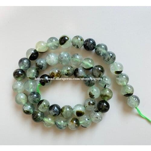 Free Shipping B Quality Natural Stone Dark Green Prehnites Quartz Round Loose Beads 15" Strand 6 810 12MM For Jewelry Making
