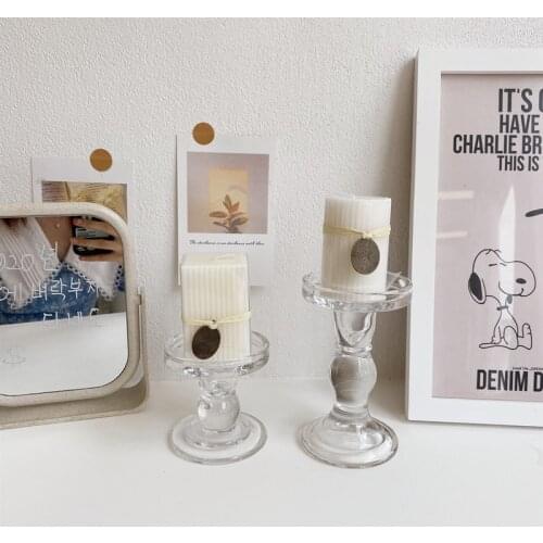 Cutelife INS Nordic Transparent Glass Cylinder Candle Holders Home Decoration Dining Wedding Centerpieces For Tables Candlestick