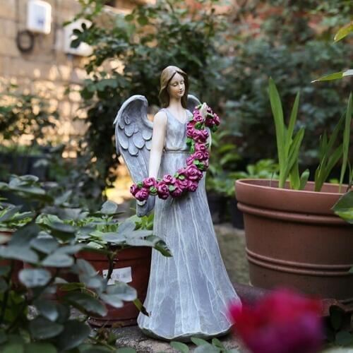 Flower Fairy Ornaments Courtyard Decoration Outdoor Garden American Country Horticulture Decoration Resin Character Angel
