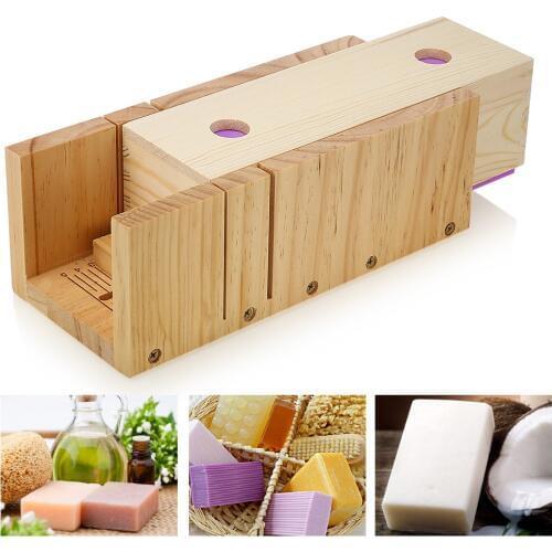 Wooden Soap Loaf Cutter Mold And Rectangle Silicone Mould With Wood Box Food-Grade Silicone Soap Cutter Mold