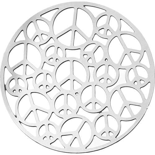 DoreenBeads Filigree Stainless Steel Embellishments Findings Round Silver Color Hollow Peace Symbol 25mm(1") Dia, 1 Piece