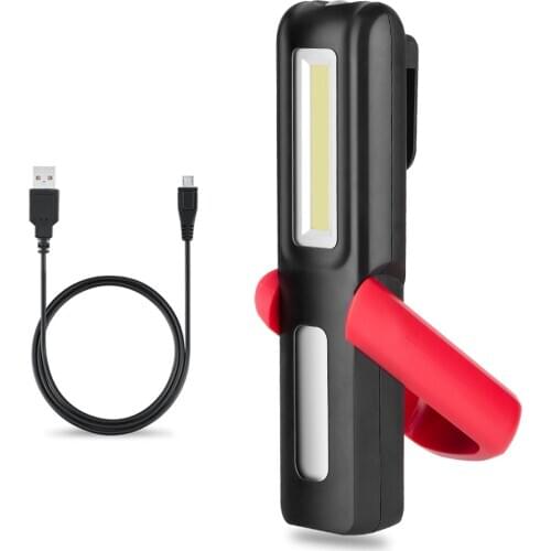 2PCS USB Rechargeable Working Light COB LED Flashlight Waterproof Camping Lamp Portable Lantern with Magnet Hook Power Display