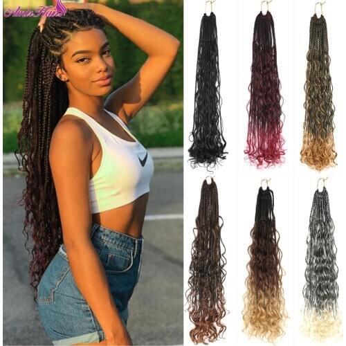 Amir 22'' Locs Crochet Ombre Braid Hair Extensions Synthetic Wavy Bomb Twist With Curly End Bohemian Box Braiding For Women