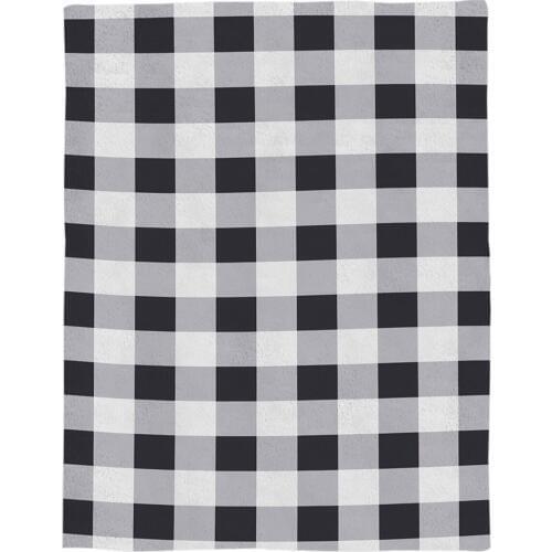 Classic Lattice Black And White Printed Flannel Blanket Soft Throw Blanket Machine Washable Blankets for Beds