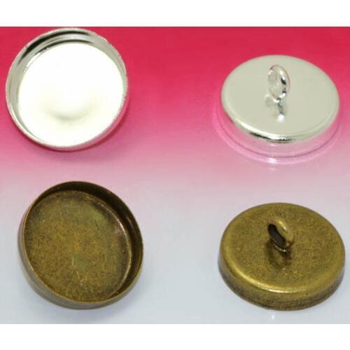 18mm 23mm Blank Round Deep Wall Bezel Tray with Loop Back Base Metal Buttons DIY Glass Vial Pendant Cover Caps Settings Findings