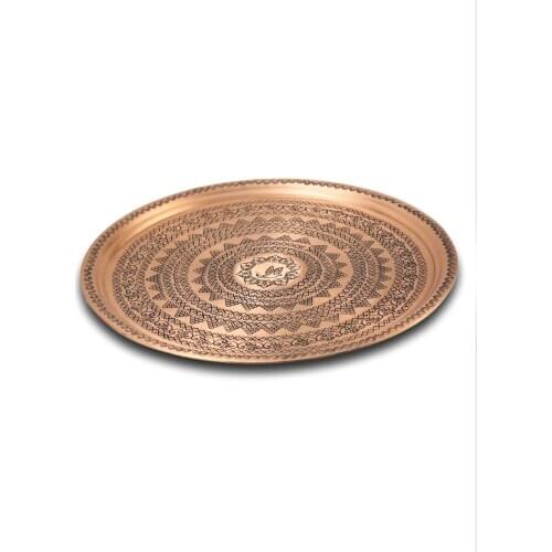 Handmade Plum Copper Tray 28 cm