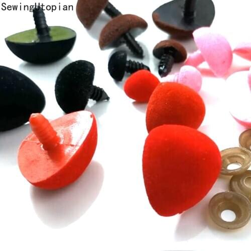 50PCS Pink/red/black/brown Flocking Triangular Safety Toy Nose Soft Washer for Bear DIY Safety Nose Accessories for Dolls Toys
