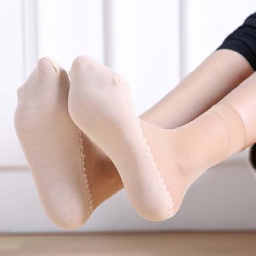 1 Pair Spring Summer Women Soft Socks Casual Non-Slip Bottom Splice Fashion Transparent Ladies Girls Thin Silk Sock can CSV