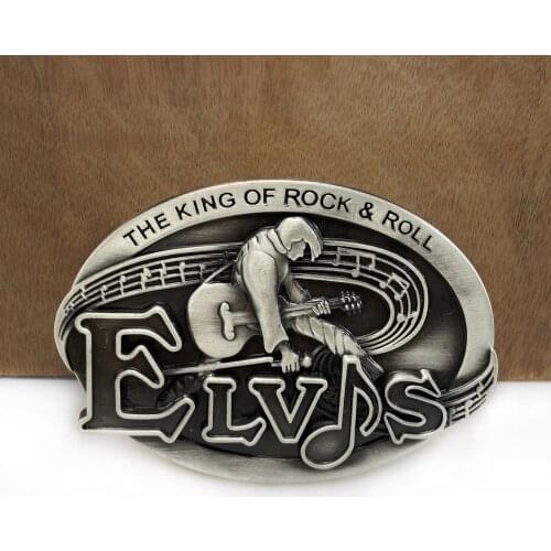BuckleClub wholesale retro the king of rock roll music jeans gift cowboy belt buckle FP-02065-1 with 4cm width loop