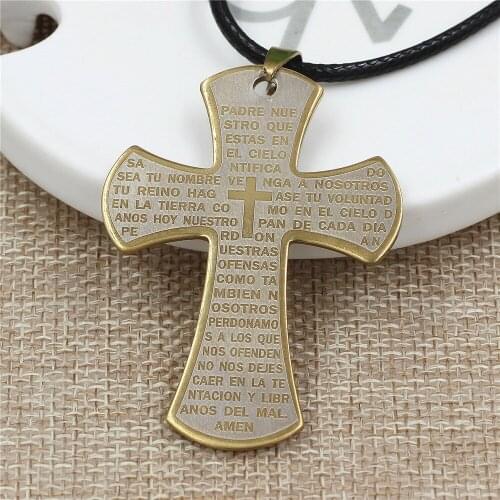 Titanium Steel cross letters scripture Pendant necklace for men Jewelry Top Quality Not Alloy Metal Drop shipping