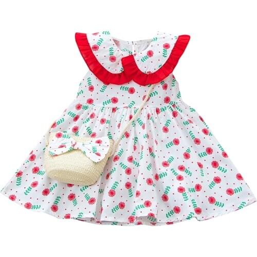 Girls Dress Summer Girl Party Dresses Kid Princess Party Clothes Sleeveless Ribbons Bow Floral Vest Dress Princess Roupa Infanil