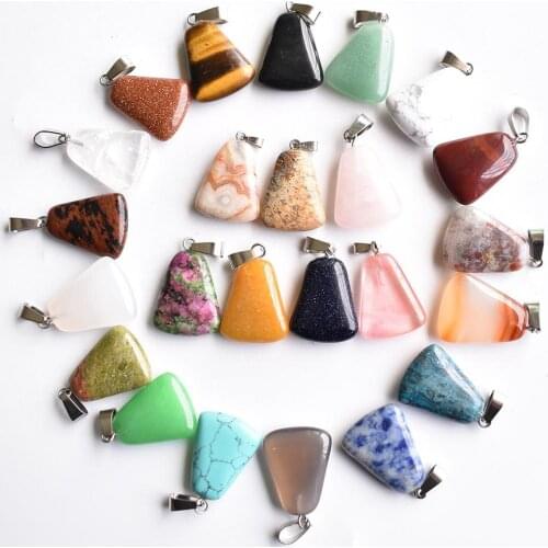 Fashion natural stone mixed ladder shaped pendulum pendants charms for jewelry making 50pcs/lot wholesale free shipping