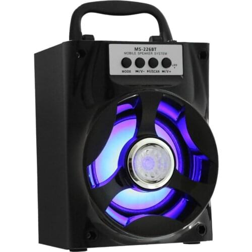 Portable Bluetooth-compatible Speaker Big Drive Unit Bass Colorful Backlight FM Radio Support AUX 3.5mm USB TF Card Player