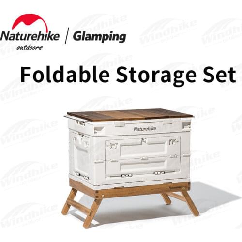 Naturehike Outdoor 50L PP Folding Storage Box Portable High Capacity Camping Travel 56.5x36.5x10.5cm 2Door Food Sundries Trunk