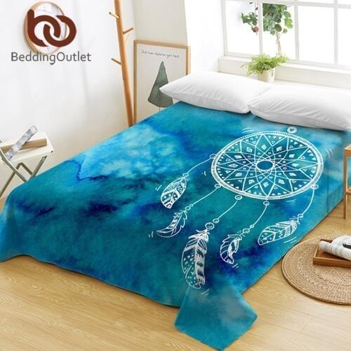 BeddingOutlet Watercolor Dreamcatcher Bed Sheets One Piece Purple Blue Pink Flat Sheet Soft Bed Linen Bohemian Tapestry sabanas