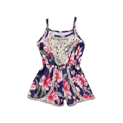 Lovely Infant Baby Girl Sleeveless Lace Floral Romper Jumpsuit Outfits Sunsuit Clothes