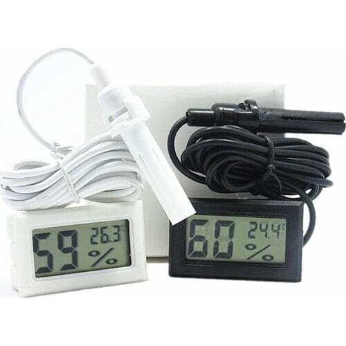 Professional Mini Probe Digital LCD Thermometer Hygrometer Humidity Temperature Meter Indoor Digital LCD Display White Black