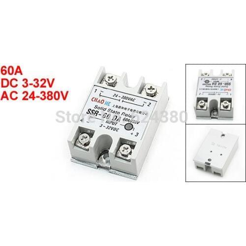 DC to AC Temperature Contoller Single Phase Solid State Relay SSR-60 DA 60A 3-32V 24-380V