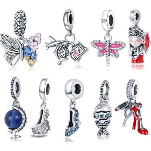 NEW 925 Sterling Silver Fish&Doll High and Heels Charms&Beads Fit Original Pandora Bracelet&Bangle Making Fashion DIY Jewelry
