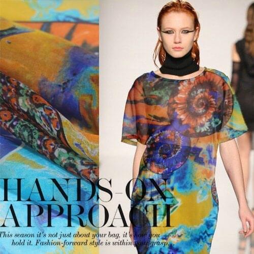 Printing silk tulle fabric printing silk chiffon fabric transparent dress silk fabric wholesale silk cloth