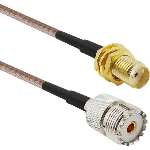 SMA Female to UHF SO-239 Female Connectors 6'' RG316 Cable for Wouxun Baofeng Quasheng Linton Connects Base and Mobile Antennas