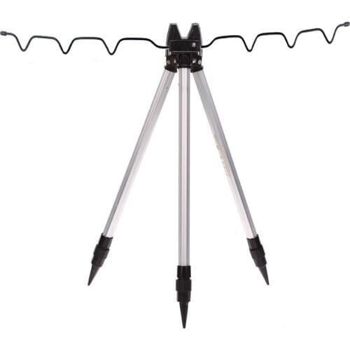 XSXS--Aluminum Alloy Telescopic Fishing Tripod Holder Stand for Fishing Rod Silver