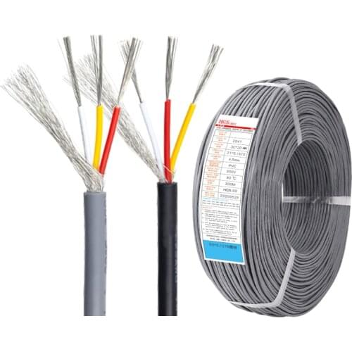 UL2547 Black/Gray Multi-Core 2/3/4/5Cores Shielded Wire 22 24 26 28AWG PVC Signal Wire Tinned Copper Audio Cable 300V