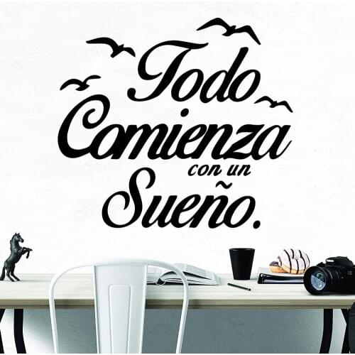 Vinyl Sliced Modern Spanish Phrases Wall Art Stickers Wall Decals Office Room Vinyl Mural Stickers Bedroom Decals Wall Decor