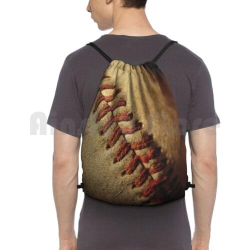 Vintage Baseball Backpack Drawstring Bag Riding Climbing Gym Bag Baseball Sport Old Vintage Vintage Still Life Aged