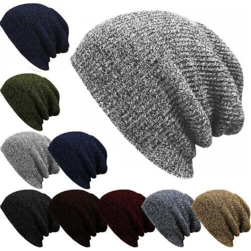 Hip Hop Knitted Cap Womens Winter Hat Casual Acrylic Slouchy Cap Warm Ski Beanie Hats Female Soft Baggy Skullies Beanies Men