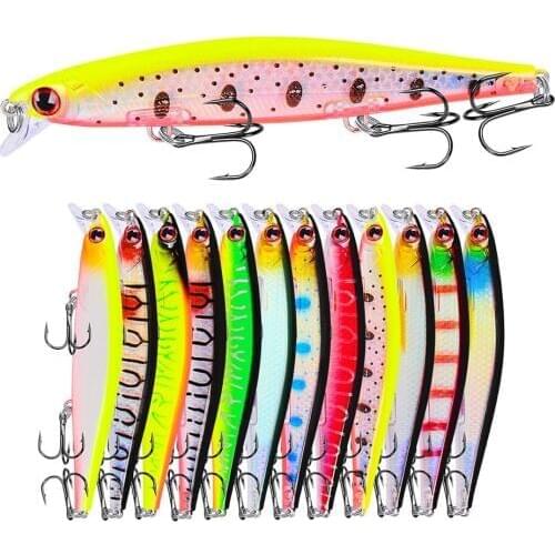 YUZI 1Pcs Fishing Lure Minnow 110mm 13g Artificial Hard Bait High Quality With 3 Triple Hooks Floating Wobbler Pesca