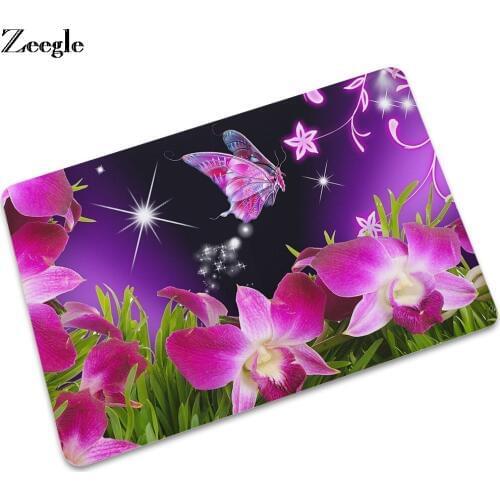 Zeegle Butterfly Printed Bedside Carpet Mat Carpet Floor Mat Doormat Rubber Non Slip Bathroom Doormat Waterproof Shower Foot Mat