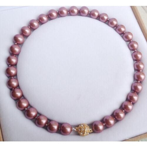 12mm South Shell Pearl new Round Beads Necklace Magnet Clasp