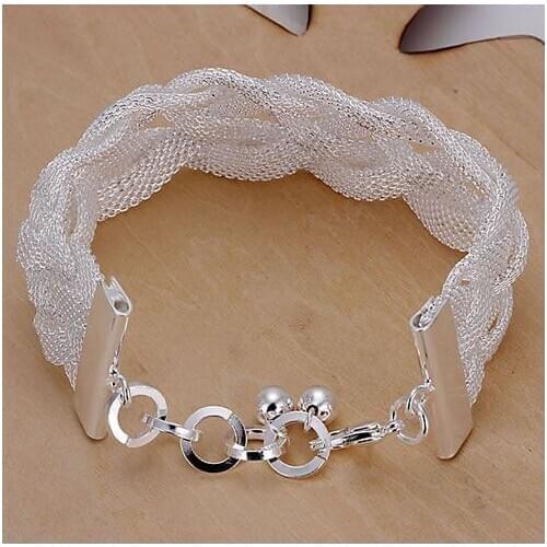 KN-H253 Chain Link Bracelet For Ladies Women Silver Plated Fashion Jewelry Weaved Web Bracelet Valentines Day Gifts