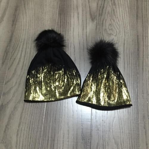 Mom me winter hat girls winter sequins hat