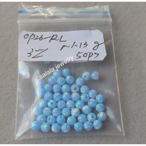 100pcs/lot OP26 Cronflower Blue Opal Beads 3mm Round Opal Beads Drilled Synthetic Round Ball Opal Beads Round Fire Opal Stone
