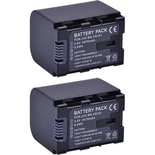 2Pc BN-VG121 for JVC BN-VG121 Battery, BN-VG121U, BN-VG121US, BN-VG138, BN-VG138U, BN-VG138US, BN-VG107, BN-VG107U,BN-VG114