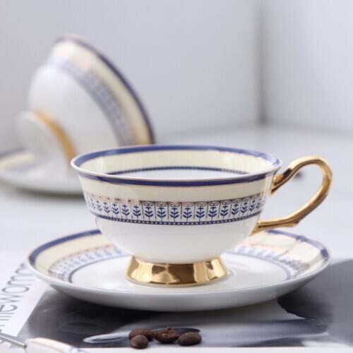 250ML Europe Noble Bone China Coffe Cup Saucer Spoon Set Luxury Ceramic Mug Top-grade Esspresso Tea Cup Cafe Party Drinkware