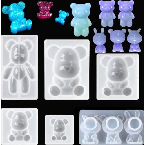 3D Teddy Bear Silicone Mould DIY Resin Epoxy Pendant Mold Jewelry Making Tool Kids Toys For Home Handmade Crafts Accessories