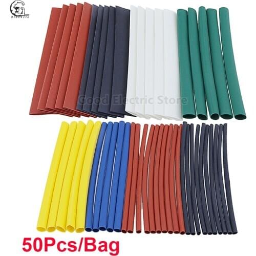 50pcs/bag Newest 90mm Polyolefin 2:1 Halogen-Free Heat Shrink Tube Sleeving Kit 8 Sizes Excellent Quality Shrink Tubing Tube