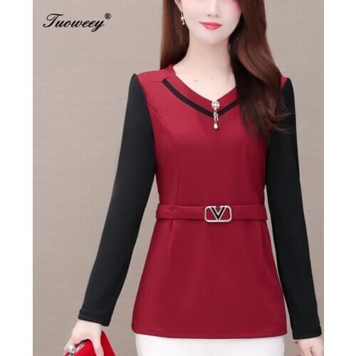 5XL Plus Size Women red loose Blouse Shirt Elegant V-Neck Long Sleeve floral Casual Blouses 2020 Ladies Korean Office Tops